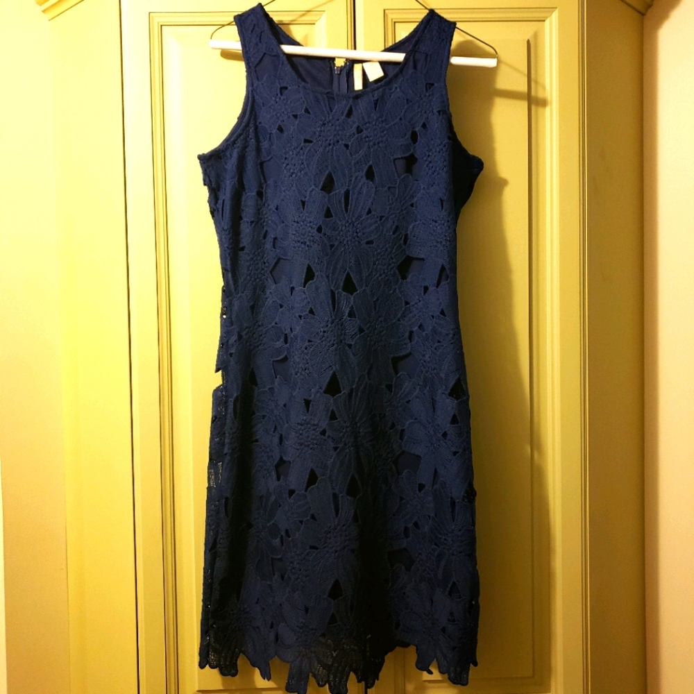 Japna Navy Blue Floral Dress, Size Medium
